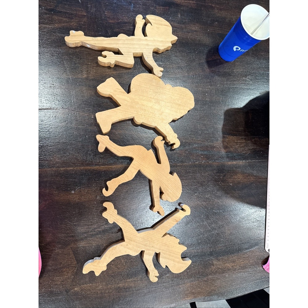 Wooden Hanging Christmas Santa Claus & Elves Ladder Hangers, Lot‎ Of 4 No Paint